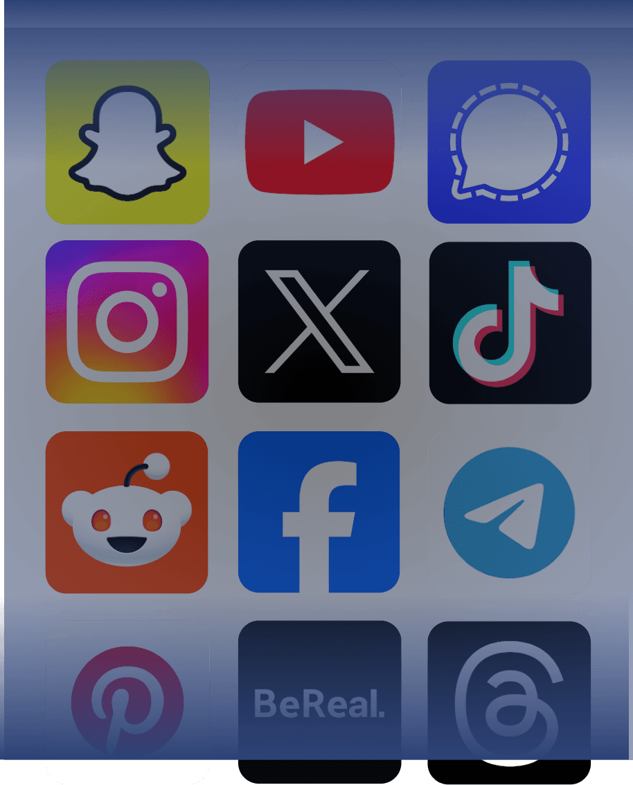 Icons for social and streaming platforms